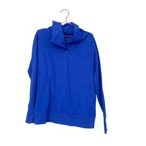 Zella Royal Blue Funnel Neck Asymmetrical zip Pullover Hoodie